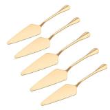 Gold Pie Server Stainless Steel, HOFTEN Cake Pie Pastry Server Set of 5, Professional Dessert Server For Cake Cheese Pie Pizza and more, Serrated Cake Knife ï¼8.93inch Length)