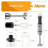 Nkove Immersion Blender Handheld Corded Hand Blenders 5 in 1 Set 800W, Stainless Steel Stick Blender Turbo Mode with 600 ml Mixing Beaker with Lid, 400 ml Chopper, Whisk, Milk Frother, BPA-Free