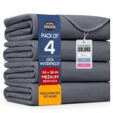 Utopia Bedding Washable Underpads 34" x 36" (Pack of 4), Waterproof Reusable Heavy Absorbency Incontinence Bed Pads for Adults, Kids, Elderly and Pets, Bedwetting Pads for Sofa and Couch (Grey)