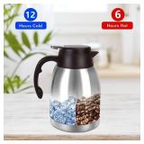 54oz Stainless Steel Thermal Coffee Carafe Dispenser, Unbreakable Double Wall Vacuum Flask 1.6L Water Tea Pot Beverage Pitcher for Cold Drinks in Summer(Classic Silver)