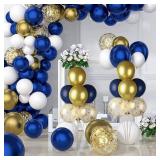Voircoloria 6 Sets Balloon Stand Kits, Balloon Sticks with Base for Table Centerpieces Graduation Birthday Baby Shower Gender Reveal Party Decorations(Navy&Gold)