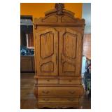 WOODEN ARMOIRE WITH BOMBE STYLE BASE WITH CURVED TOP WOODEN ARMOIRE WITH BOMBE STYLE BASE WITH CURVED TOP