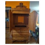 WOODEN ARMOIRE WITH BOMBE STYLE BASE WITH CURVED TOP WOODEN ARMOIRE WITH BOMBE STYLE BASE WITH CURVED TOP