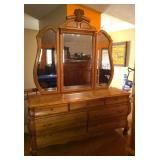 7 DRAWER WOODEN DRESSER WITH TRIFOLD MIRROR 7 DRAWER WOODEN DRESSER WITH TRIFOLD MIRROR