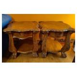 PAIR OF MATCHING WOODEN END TABLES PAIR OF MATCHING WOODEN END TABLES