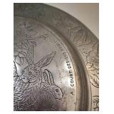 VINTAGE METAL RABBIT SERVING TRAY VINTAGE METAL RABBIT SERVING TRAY