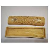 Trinket Box Made of Bone With Carved Bunny Rabbits Trinket Box Made of Bone With Carved Bunny Rabbits