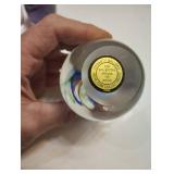 3 FENTON GLASS EGGS AND UNIQUE GLASS PAPER WEIGHT 3 FENTON GLASS EGGS AND UNIQUE GLASS PAPER WEIGHT