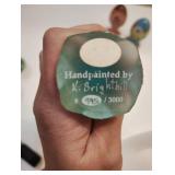 HAND PAINTED FENTON GLASS EGGS ON STANDS HAND PAINTED FENTON GLASS EGGS ON STANDS