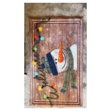 HEAVY DUTY SNOWMAN WELCOME MAT AND 32 INCH FIBER OPTIC TREE HEAVY DUTY SNOWMAN WELCOME MAT AND 32 INCH FIBER OPTIC TREE