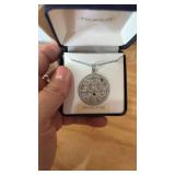 SILVERTONE PENDANT WITH DANGLING SEMI PRECIOUS STONES SILVERTONE PENDANT WITH DANGLING SEMI PRECIOUS STONES