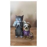 PRAYING ANGEL CAT FIGURINE AND MARCH OF DIMES BULLDOG ORNAMENT RESIN PRAYING ANGEL CAT FIGURINE AND MARCH OF DIMES BULLDOG ORNAMENT RESIN