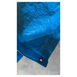 BIG! BLUE TARP WITH GROMMETS SOME PAINT SPLATTERS AND SMALL HOLES BIG! BLUE TARP WITH GROMMETS SOME PAINT SPLATTERS AND SMALL HOLES