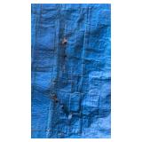 BIG! BLUE TARP WITH GROMMETS SOME PAINT SPLATTERS AND SMALL HOLES BIG! BLUE TARP WITH GROMMETS SOME PAINT SPLATTERS AND SMALL HOLES