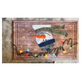 HEAVY DUTY SNOWMAN WELCOME MAT AND 32 INCH FIBER OPTIC TREE HEAVY DUTY SNOWMAN WELCOME MAT AND 32 INCH FIBER OPTIC TREE