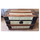 BOW TOP STEAMER TRUNK APPROXIMATELY 22 INCHES TALL 33 INCHES WIDE BOW TOP STEAMER TRUNK APPROXIMATELY 22 INCHES TALL 33 INCHES WIDE