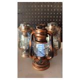 (3) COPPER COLORED BATTERY OPERATED ‘Oil Lamps’ (3) COPPER COLORED BATTERY OPERATED ‘Oil Lamps’