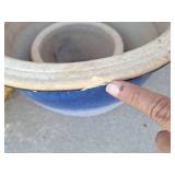 Blue Glazed Ceramic Garden Planters Set Blue Glazed Ceramic Garden Planters Set