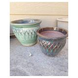 Decorative Ceramic Lattice Planters Set Decorative Ceramic Lattice Planters Set