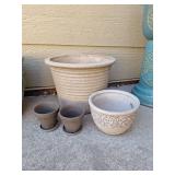 Ceramic Ribbed Planter Set with Saucer Ceramic Ribbed Planter Set with Saucer