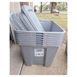 (7) Like New Totes with Lids (7) Like New Totes with Lids