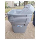 (7) Like New Totes with Lids (7) Like New Totes with Lids