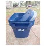 (5) Like New Totes with Lids (5) Like New Totes with Lids