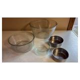 Anchor Hocking, Pyrex and Stainless Steel Kitchenware Includes 4 quart Mixing Bowl Anchor Hocking, Pyrex and Stainless Steel Kitchenware Includes 4 quart Mixing Bowl