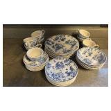 Queen’s Chelsea Toile Pattern Earthenware Chipped Edges on Some Plates Queen’s Chelsea Toile Pattern Earthenware Chipped Edges on Some Plates