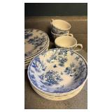 Queen’s Chelsea Toile Pattern Earthenware Chipped Edges on Some Plates Queen’s Chelsea Toile Pattern Earthenware Chipped Edges on Some Plates