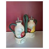 Hand-Painted Fruit Design Oil and Vinegar Cruet Set Hand-Painted Fruit Design Oil and Vinegar Cruet Set