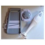 Kitchen Mandoline Slicer Set with Hand Guard & Drink Mixer Kitchen Mandoline Slicer Set with Hand Guard & Drink Mixer