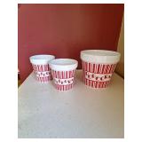 Retro Red Striped Popcorn Bowls Set Retro Red Striped Popcorn Bowls Set