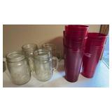 (7)Restaurant Coca-Cola Tumblers and (4)Ball Jar Handled Mugs (7)Restaurant Coca-Cola Tumblers and (4)Ball Jar Handled Mugs