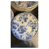 Queen’s Chelsea Toile Pattern Earthenware Chipped Edges on Some Plates Queen’s Chelsea Toile Pattern Earthenware Chipped Edges on Some Plates