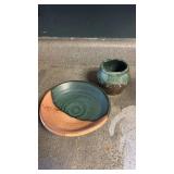 Glazed Pottery Pieces 7 Inch Diameter Plate and Cup Glazed Pottery Pieces 7 Inch Diameter Plate and Cup
