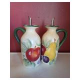 Hand-Painted Fruit Design Oil and Vinegar Cruet Set Hand-Painted Fruit Design Oil and Vinegar Cruet Set