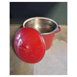 Red Enamel Stock Pot with Steamer Insert Red Enamel Stock Pot with Steamer Insert