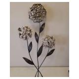 Oval Woven Jute Place Mats, Woven Bamboo Serving Tray, 2 Large Glazed Pottery Vases, and Metal Floral Wall Decor