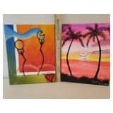 Custom Painted Canvas Art, Hand Painted Art Sculpture, Metal Wind Chime, and 9 Paperback Novels