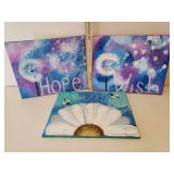 3 Canvas Art Paintings and 3 Seasonal Garden Flags