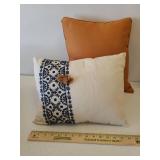 Vintage Velvet Trimmed Fall Throw Blanket, 2 Throw Pillows, Bronze Wash Framed Beveled Wall Mirror, Pottery Dish, and DanDee Plush "Pumpkin Farmer" Bear