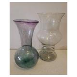 Partylite Crystal Votive Lantern, Cut Crystal Pillar Jar, Brass Candle Stand, Thirsty Stone Coasters, and Colored & Clear Glass Vases