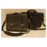 Black Leather Lap Top Computer Briefcases - 1 is Perry Ellis, 1 is Canyon Outback Leather Goods - Stamped Beechcraft
