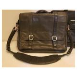 Black Leather Lap Top Computer Briefcases - 1 is Perry Ellis, 1 is Canyon Outback Leather Goods - Stamped Beechcraft
