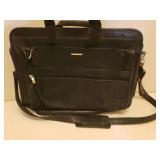 Black Leather Lap Top Computer Briefcases - 1 is Perry Ellis, 1 is Canyon Outback Leather Goods - Stamped Beechcraft