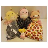 3 Fall/Halloween Throw/Lap Blankets and Collection of Plush "SquishMallows" - in Zippered Storage Bag