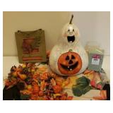 Fall Decor Candle Rings, Sunflower Seat Covers, Arrangement Foam, Hand Painted Light Up Gourd Ghost, and Welcome Fall Sign