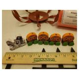 Plush Jack-O-Lantern Pumpkin Treat Bag, NIP Roll of Orange Deco Mesh Ribbon, and Metal Pumpkin Pillar Candle Lantern, Monster Jar Light, Wood Ghost/Pumpkin Train, and Stake Fence Panels