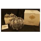 Shannon by Godinger - 24% Lead Crystal - Pumpkin Collection - Salt/Pepper Set & Covered Box - in Original Boxes